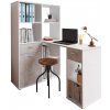 Kondela MINESON BI/BE 0000255563 - stôl PC s regálom biela / betón
