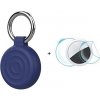 AppleMix Kryt / puzdro pre Apple Airtag - 360° ochrana + ochranná fólia + karabína - silikónové - tmavomodré