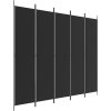vidaXL 5-panelový paraván čierny 250 x 220 cm látkový