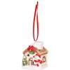 MagicHome Vianoce Dekorácia MagicHome Vianoce, Domček so snehuliakom, LED, terakota, závesný, 5,8x5x7 cm
