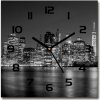 Sklenené hodiny štvorec Manhattan noc 30x30 cm