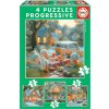 Puzzle Zajačikovia Bunny City Progressive Educa progresívne 12-16-20-25 dielov