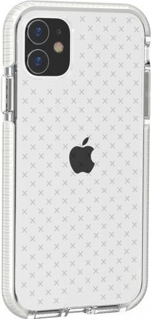 Púzdro AppleKing ochranné transparentné so vzorom krížikov iPhone 11 - biele