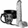 You2Toys Crystal Clear Strapon pripínacie dildo s postrojom priehľadné