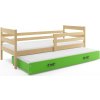 BMS GROUP Dětská postel s přistýlkou ERYK 2 90x200 cm, borovice/zelená (Volba matrace: Pěnová matrace)