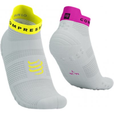 Compressport Cyklistické ponožky členkové PRO RACING V4.0 RUN LOW biela/ružová/žltá