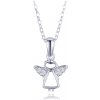 MINET Strieborný náhrdelník anjel s bielymi zirkónmi