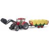 TRAKTOR CASE-IH OPTUM 300 CVX S NAKLADAČOM A PRÍVESOM NA SLAMU BRUDER 1:16