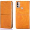Peňaženkové kožené puzdro Cow Texture na Motorola Moto E20 / E30 / E40 - Svetlo Hnedá