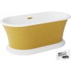 Besco ZIVA GLAM Zlatá voľne stojaca akrylátová vaňa s prepadom, biely podstavec 160 x 75 cm, #WWA-160ZZSC