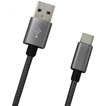 mobilNET Dátový kábel USB-C sivý metalický, 1m, 2A