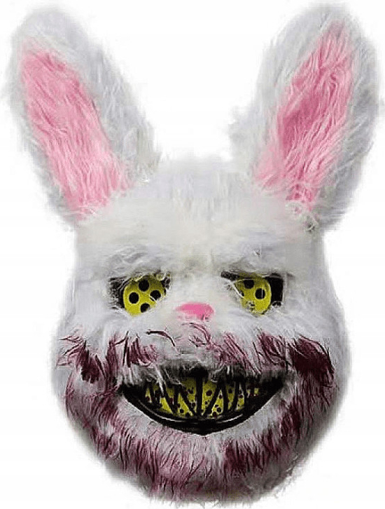 Korbi Plastová maska Vrah králikov Strašidelný králik Halloween