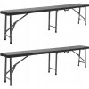 VidaXL Skladacie záhradné lavice, 2 ks, 180 cm, HDPE, čierne