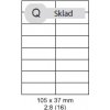 Print etikety 105x37mm, biele, 16ks/A4, 100 A4/bal
