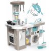 Kuchynka elektronická s práčkou a žehliacou doskou Tefal Cleaning Kitchen 360° Smoby so zvukmi a funkčnými spotrebičmi 36 doplnkov 100 cm výška/51 cm pult