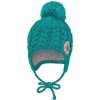 Little Angel Čiapka pletená zaväzovacie vrkôčiky LA Outlast ® Zelená Veľ. 3 (42 - 44 cm)