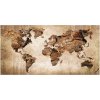 Foto obraz sklo tvrzené Mapa sveta drevo 100x50 cm