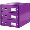Leitz 604862 Zásuvkový box 3 Click & Store purpurová WOW - 3 ks, 6 ks, predné otváranie, 4 zásuvky, Purpurová, 286 x 282 x 358