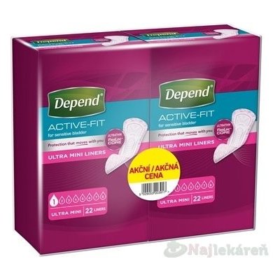 DEPEND ACTIVE-FIT Ultra Mini DUOPACK inkontinenčné vložky pre ženy 44 ks