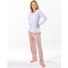 Gina Dámske dlhé pyžamo 19167P biela šedohnedá S