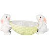 Dekorácia MagicHome, Zajačiky s miskou na vajíčka, biela, 12x26,5x11 cm