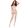 Passion - bs121 white garter-effect bodystocking