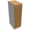 Office Pro Štvorzásuvková kartotéková skriňa OP, 41,6x134,5x64 cm, buk/sivá