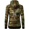 Geometria - Veľký jeleň - Mikina dámska trendy zipper s kapucňou - XL ( Hnedý maskáč )