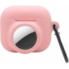 AppleKing 2v1 silikónový ochranný obal pre AirPods 3 / AirTag - ružový - možnosť vrátiť tovar ZADARMO do 30tich dní