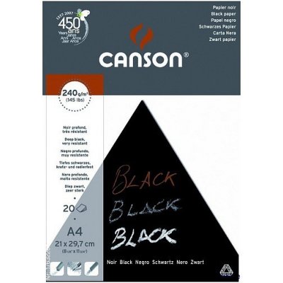 Canson BLACK Čierny skicár A4 20 listov