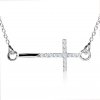 Šperky eshop - Náhrdelník s jemnou retiazkou, latinský krížik, číre zirkóny, striebro 925 SP36.23