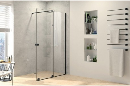 HÜPPE Xtensa Pure Walk-In sprchová stena 180 cm s dverami, upevnenie vpravo, strieborná pololesklá, číre sklo s AntiPlaque AP X