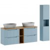 Comad Kúpeľňová zostava Nova Denim s doskou, skrinkami a umývadlami 140 cm modrá/dub coast evoke