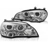 Tuning Tec Přední světla xenon D1S 3D LED DRL angel eyes, AFS BMW X5 E70 2007-2010 chromová
