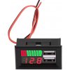 Napájacia zdierka 2xUSB 5V/2,1A s voltmetrom a bargrafom