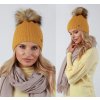Fashionweek Dámska zimná čiapka s brmbolcom ZIZI-V12 Farba: horčicovú, Veľkosť: Universal