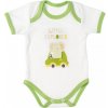 MBaby Bavlnené body s krátkym rukávom, Sloníča Little Explorer, bielo/zelené, 56 (1-2m)