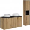 Comad Kúpeľňová zostava Nova Oak s umývadlami a skrinkami 120 cm dub evoke/čierna