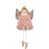 Vianočný závesný anjel na stromček ružový, 12 cm