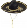 Sombrero mexické čierne zlaté kvety deluxe