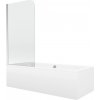 MEXEN/S - Cube obdĺžniková vaňa 170 x 80 cm s panelom + vaňová zástena 75, transparent, chróm 550517080X9007510100