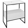 Sapho SKA konzola pod umývadlo so zásuvkou 750x850x460mm, čierna mat/biela lesk SKA602