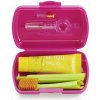 Curaprox Travel Set zubná kefka + CPS medzizubné kefky 2 ks + zubná pasta 10 ml darčeková sada, magenta