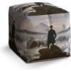 Sablio Taburet Cube Pútnik nad morom hmly - Caspar David Friedrich: 40x40x40 cm