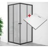POINT Q BLACK HARD 90x90 Grape Štvorcový sprchovací kút s mramorovou vaničkou