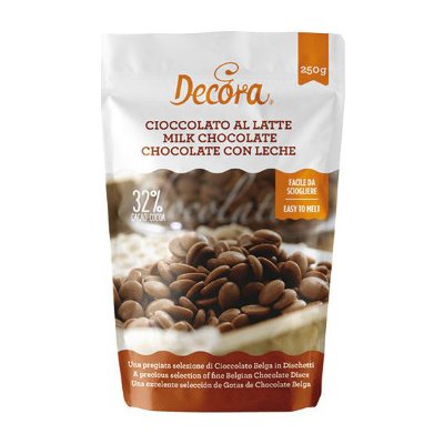 Decora Mliečna čokoláda disky 32% 250g