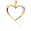 Zlatý prívesok 585 dámsky obrys srdca s zirkónmi ako darček 14k