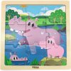 Dřevěné puzzle pro nejmenší Viga 9 ks Hroch