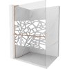 Mexen Kioto+ L, sprchová zástena Walk-In s poličkou a vešiakom 70 x 200 cm, 8mm číre sklo biely vzor, medený matný profil, 800-070-123-65-85