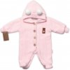 Baby Nellys Pletená kombinéza overal LUX STAR s kožúškom dvojvrstvová sv. růžová